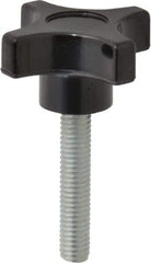 Gibraltar - 2" Head Diam, 4 Point Lobed Knob - 3/8-16 Stem, Phenolic, Black - Best Tool & Supply