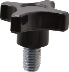 Gibraltar - 2" Head Diam, 4 Point Lobed Knob - 1/2-13 Stem, Phenolic, Black - Best Tool & Supply