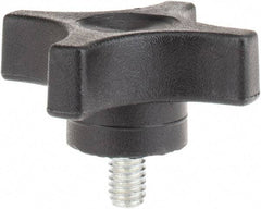 Gibraltar - 2-1/4" Head Diam, 4 Point Lobed Knob - 5/16-18 Stem, Thermoplastic, Black - Best Tool & Supply