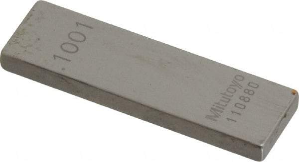 Mitutoyo - 0.1001" Rectangular Steel Gage Block - Accuracy Grade AS-1, Includes Certificate of Inspection - Best Tool & Supply