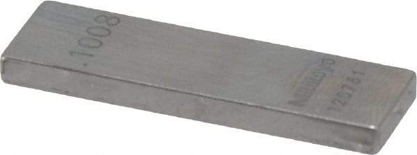 Mitutoyo - 0.1008" Rectangular Steel Gage Block - Accuracy Grade AS-1, Includes Certificate of Inspection - Best Tool & Supply