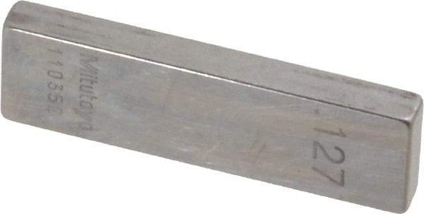 Mitutoyo - 0.127" Rectangular Steel Gage Block - Accuracy Grade AS-1, Includes Certificate of Inspection - Best Tool & Supply