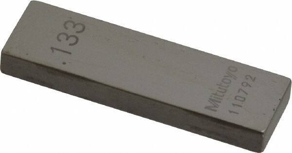 Mitutoyo - 0.133" Rectangular Steel Gage Block - Accuracy Grade AS-1, Includes Certificate of Inspection - Best Tool & Supply