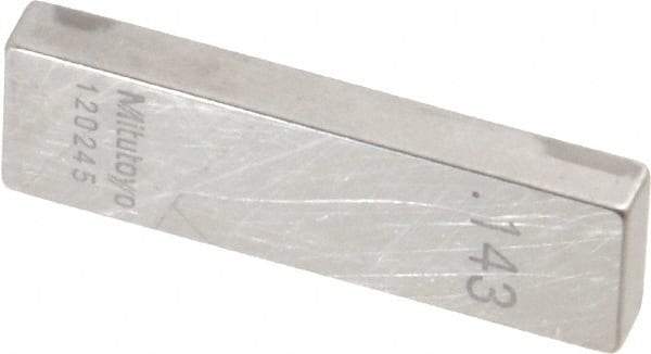 Mitutoyo - 0.143" Rectangular Steel Gage Block - Accuracy Grade AS-1, Includes Certificate of Inspection - Best Tool & Supply