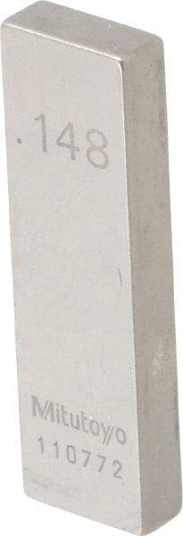 Mitutoyo - 0.148" Rectangular Steel Gage Block - Accuracy Grade AS-1, Includes Certificate of Inspection - Best Tool & Supply