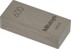 Mitutoyo - 0.6" Rectangular Steel Gage Block - Accuracy Grade AS-1, Includes Certificate of Inspection - Best Tool & Supply