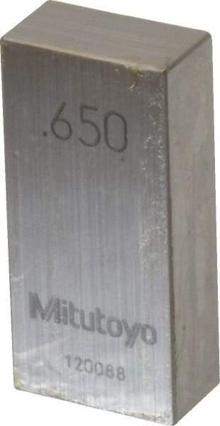 Mitutoyo - 0.65" Rectangular Steel Gage Block - Accuracy Grade AS-1, Includes Certificate of Inspection - Best Tool & Supply