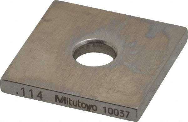 Mitutoyo - 0.114" Square Steel Gage Block - Accuracy Grade 0, Includes Certificate of Inspection - Best Tool & Supply