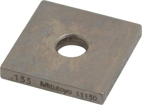 Mitutoyo - 0.133" Square Steel Gage Block - Accuracy Grade 0, Includes Certificate of Inspection - Best Tool & Supply