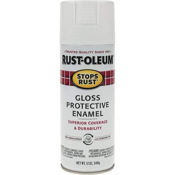 Rust-Oleum - White, Gloss, Enamel Spray Paint - 10 to 12 Sq Ft per Can, 12 oz Container, Use on Metal - Best Tool & Supply