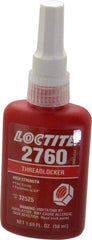 Loctite - 50 mL Bottle, Red, High Strength Liquid Threadlocker - Series 2760, 24 hr Full Cure Time, Hand Tool, Heat Removal - Best Tool & Supply