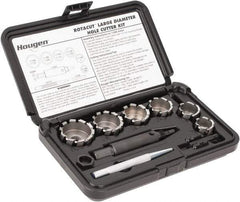 Hougen - 9 Piece, 7/8 to 1-1/2" Cutter Diam, 1/2" Cutting Depth, High Speed Steel Annular Cutter Set - Bright Finish, 1/2" Shank Diam, 7/8, 1, 1-1/8, 1-1/4, 1-3/8, 1-1/2" Cutter Diams - Best Tool & Supply