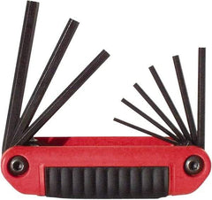 Eklind - 9 Piece Fold-Up Hex Key Set - Hex Range 5/64 to 1/4", 4-1/2" OAL, Chrome Alloy Steel - Best Tool & Supply