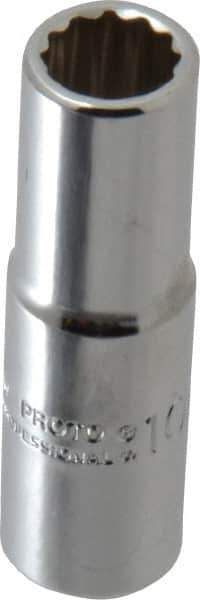 Proto - 3/8" Drive, Deep Hand Socket - 12 Points, 2-1/8" OAL, Chrome Finish - Best Tool & Supply