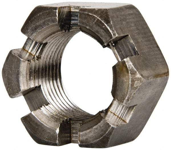 Value Collection - 7/8-14 UNF Grade 2 Steel Slotted Locknut - 1-5/16" Width Across Flats, 3/4" High, Uncoated - Best Tool & Supply