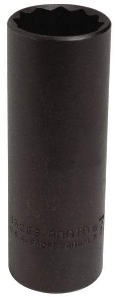 Proto - 7/8", 1/2" Drive, Deep Hand Socket - 12 Points, 3-1/4" OAL, Alloy Steel, Black Finish - Best Tool & Supply