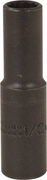 Proto - 1/2", 1/2" Drive, Deep Hand Socket - 12 Points, 3-1/4" OAL, Alloy Steel, Black Finish - Best Tool & Supply