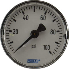 Wika - 2" Dial, 1/4 Thread, 0-100 Scale Range, Pressure Gauge - Center Back Connection Mount, Accurate to 3-2-3% of Scale - Best Tool & Supply