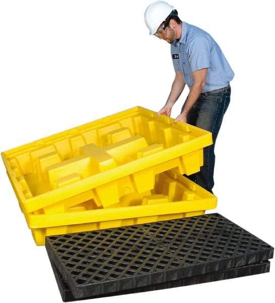 UltraTech - 66 Gal Sump, 6,000 Lb Capacity, 4 Drum, Polyethylene Spill Deck or Pallet - 51" Long x 51" Wide x 10" High, Liftable Fork, Low Profile, 2 x 4 Drum Configuration - Best Tool & Supply