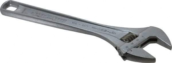 Channellock - 1-3/8" Jaw Capacity, 10" Standard Adjustable Wrench - Chrome Vanadium Steel, Chrome Finish - Best Tool & Supply