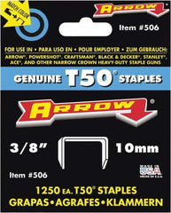 Arrow - 3/8" Wide High Carbon Steel Heavy-Duty Staples - 3/8" Leg Length - Best Tool & Supply