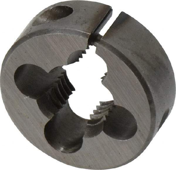 Cle-Line - 7/16-20 UNF Thread, 1" Outside Diam Carbon Steel Round Die - 3/8" Thick, Right Hand Thread, Adjustable - Exact Industrial Supply