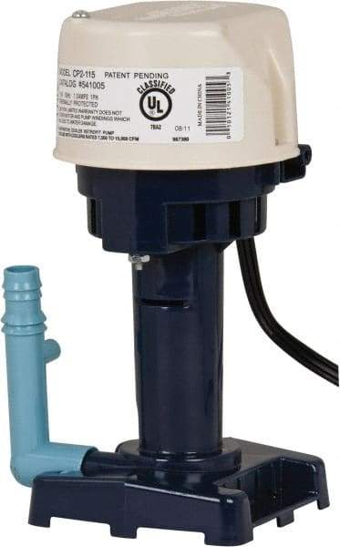 Little Giant Pumps - 1 Amp, 115 Volt, 1/50 hp, 1 Phase, Thermal Plastic Evaporative Cooler Pumps Machine Tool & Recirculating Pump - 8.3 GPM, 11 psi, 9" Overall Height, 4-1/2" Body Length, ABS Impeller, Open Fan Cooled Motor - Best Tool & Supply