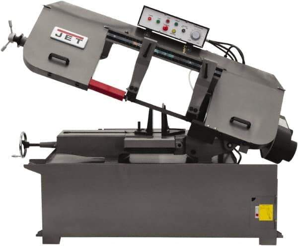 Jet - 13 x 21" Max Capacity, Semi-Automatic Variable Speed Pulley Horizontal Bandsaw - 80 to 260 SFPM Blade Speed, 230/460 Volts, 45°, 3 hp, 3 Phase - Best Tool & Supply