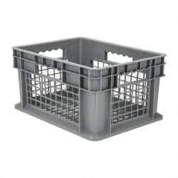 Akro-Mils - 0.89 Cu Ft, 30 Lb Load Capacity Gray Polyethylene Tote Container - Stacking, 15.8" Long x 11.8" Wide x 8.3" High - Best Tool & Supply