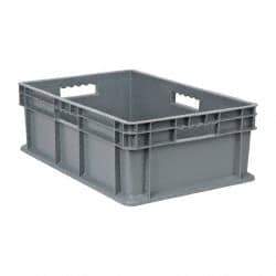 Akro-Mils - 1.78 Cu Ft, 83 Lb Load Capacity Gray Polyethylene Tote Container - Stacking, 23.3" Long x 15.8" Wide x 8.3" High - Best Tool & Supply