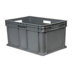 Akro-Mils - 2.67 Cu Ft, 125 Lb Load Capacity Gray Polyethylene Tote Container - Stacking, 23.3" Long x 15.8" Wide x 12.3" High - Best Tool & Supply