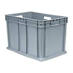 Akro-Mils - 3.55 Cu Ft, 150 Lb Load Capacity Gray Polyethylene Tote Container - Stacking, 23.3" Long x 15.8" Wide x 16.1" High - Best Tool & Supply