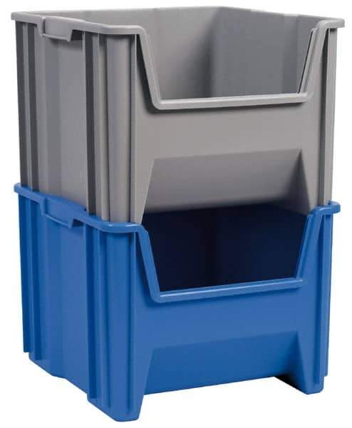 Akro-Mils - 75 Lb. Load Capacity, 15-1/4" Deep, Blue Polypropylene Hopper Stacking Bin - 12-7/16" High x 19-7/8" Wide x 15-1/4" Long - Best Tool & Supply