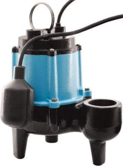 Little Giant Pumps - 1/2 hp, 9.5 Amp Rating, 115 Volts, Piggyback Mechanical Float Operation, Sewage Pump - 1 Phase, Cast Iron Housing - Best Tool & Supply