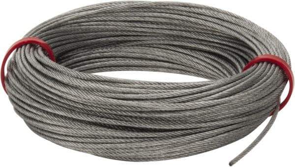 Value Collection - 1/16" Diam, Aircraft Cable - 480 Lb Breaking Strength, 7 x 7 Strand Core - Best Tool & Supply