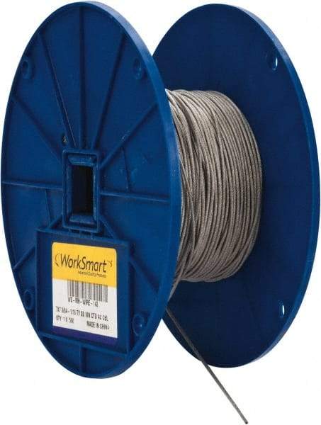 Value Collection - 1/16" x 3/64" Diam, Aircraft Cable - 270 Lb Breaking Strength, 7 x 7 Strand Core, Vinyl Coating - Best Tool & Supply