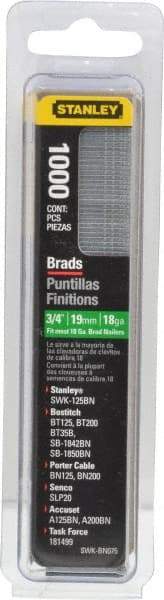 Stanley - 18 Gauge 3/4" Long Brad Nails for Power Nailers - Steel, Galvanized Finish, Straight Stick Collation, Brad Head, Chisel Point - Best Tool & Supply