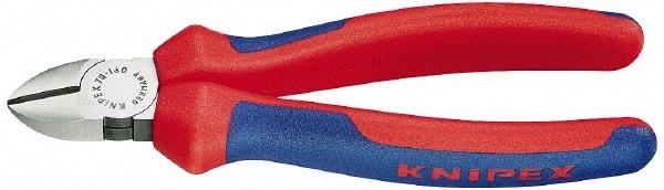 Knipex - 7" OAL, 1/8" Capacity, 1" Jaw Length x 1" Jaw Width, Diagonal Cutter Pliers - Oval Head, Ergo Two Component Handles - Best Tool & Supply