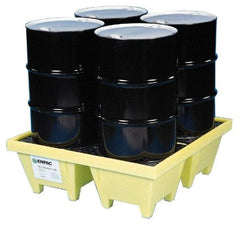 Enpac - 83 Gal Sump, 6,000 Lb Capacity, 4 Drum, Plastic Spill Deck or Pallet - 50" Long x 50" Wide x 13.43" High, Yellow, Liftable Fork, Vertical, 2 x 2 Drum Configuration - Best Tool & Supply