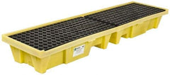 Enpac - 66 Gal Sump, 3,000 Lb Capacity, 4 Drum, Plastic Spill Deck or Pallet - 98" Long x 25-1/4" Wide x 13.43" High, Yellow, Low Profile, Vertical, Inline Drum Configuration - Best Tool & Supply