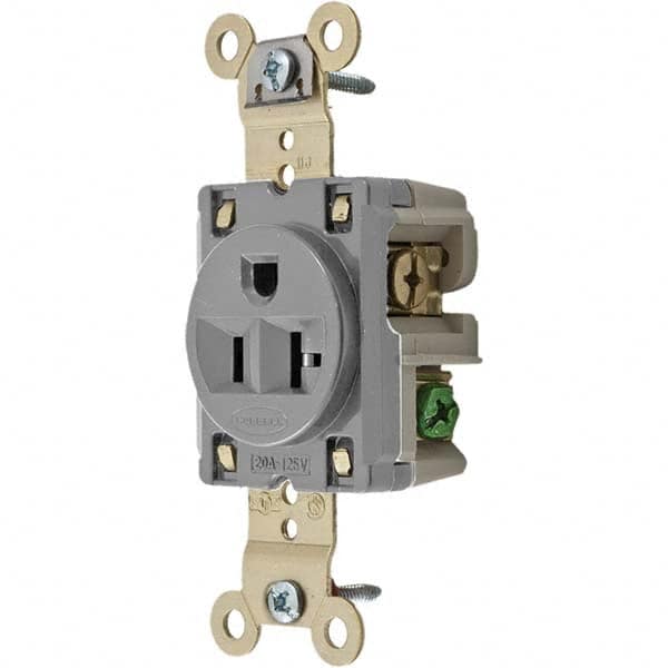 Hubbell Wiring Device-Kellems - 125V 20A NEMA 5-20R Industrial Grade Gray Straight Blade Single Receptacle - Best Tool & Supply