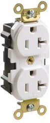 Leviton - 125 VAC, 15 Amp, 5-15R NEMA Configuration, Ivory, Industrial Grade, Self Grounding Duplex Receptacle - 1 Phase, 2 Poles, 3 Wire, Flush Mount, Impact and Tamper Resistant - Best Tool & Supply