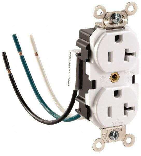 Leviton - 125 VAC, 15 Amp, 5-15R NEMA Configuration, Gray, Hospital Grade, Self Grounding Duplex Receptacle - 1 Phase, 2 Poles, 3 Wire, Flush Mount, Impact and Tamper Resistant - Best Tool & Supply