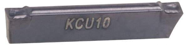 Kennametal - 0305A4G GUP Grade KCU25, 3.05mm Cutting Width Carbide Grooving Insert - 3mm Max Depth of Cut, Neutral, 0.4mm Corner Radius, AlTiN Finish - Best Tool & Supply