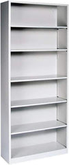 Hon - 6 Shelf, 81-1/8" High x 34-1/2" Wide Bookcase - 15-5/8" Deep, Steel, Light Gray - Best Tool & Supply