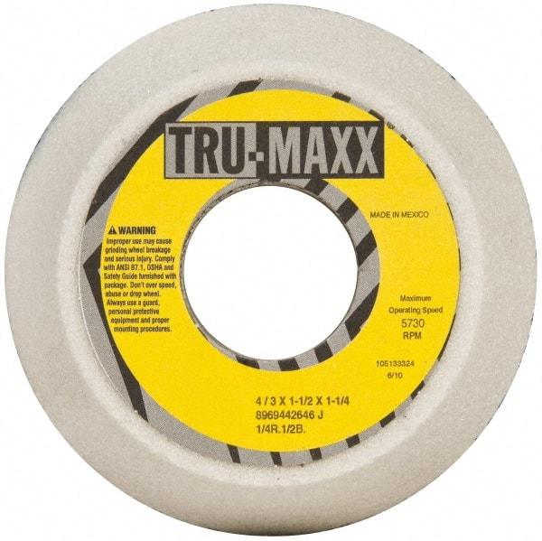 Tru-Maxx - 4" Diam, 1-1/4" Hole Size, 1-1/2" Overall Thickness, 46 Grit, Type 11 Tool & Cutter Grinding Wheel - Coarse Grade, Aluminum Oxide, J Hardness, 5,730 RPM - Best Tool & Supply