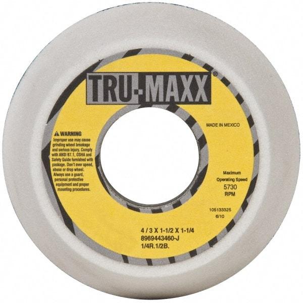 Tru-Maxx - 4" Diam, 1-1/4" Hole Size, 1-1/2" Overall Thickness, 60 Grit, Type 11 Tool & Cutter Grinding Wheel - Medium Grade, Aluminum Oxide, J Hardness, 5,730 RPM - Best Tool & Supply