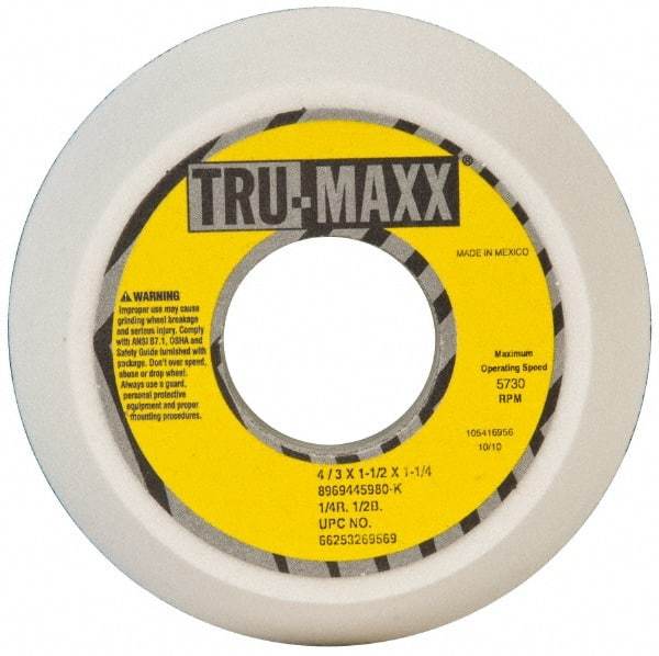 Tru-Maxx - 4" Diam, 1-1/4" Hole Size, 1-1/2" Overall Thickness, 80 Grit, Type 11 Tool & Cutter Grinding Wheel - Medium Grade, Aluminum Oxide, K Hardness, 5,730 RPM - Best Tool & Supply