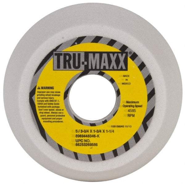 Tru-Maxx - 5" Diam, 1-3/4" Hole Size, 1-3/4" Overall Thickness, 46 Grit, Type 11 Tool & Cutter Grinding Wheel - Coarse Grade, Aluminum Oxide, K Hardness, 4,585 RPM - Best Tool & Supply