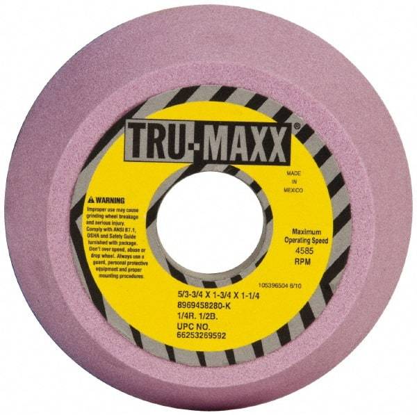 Tru-Maxx - 5" Diam, 1-1/4" Hole Size, 1-3/4" Overall Thickness, 80 Grit, Type 11 Tool & Cutter Grinding Wheel - Medium Grade, Aluminum Oxide, K Hardness, 4,585 RPM - Best Tool & Supply